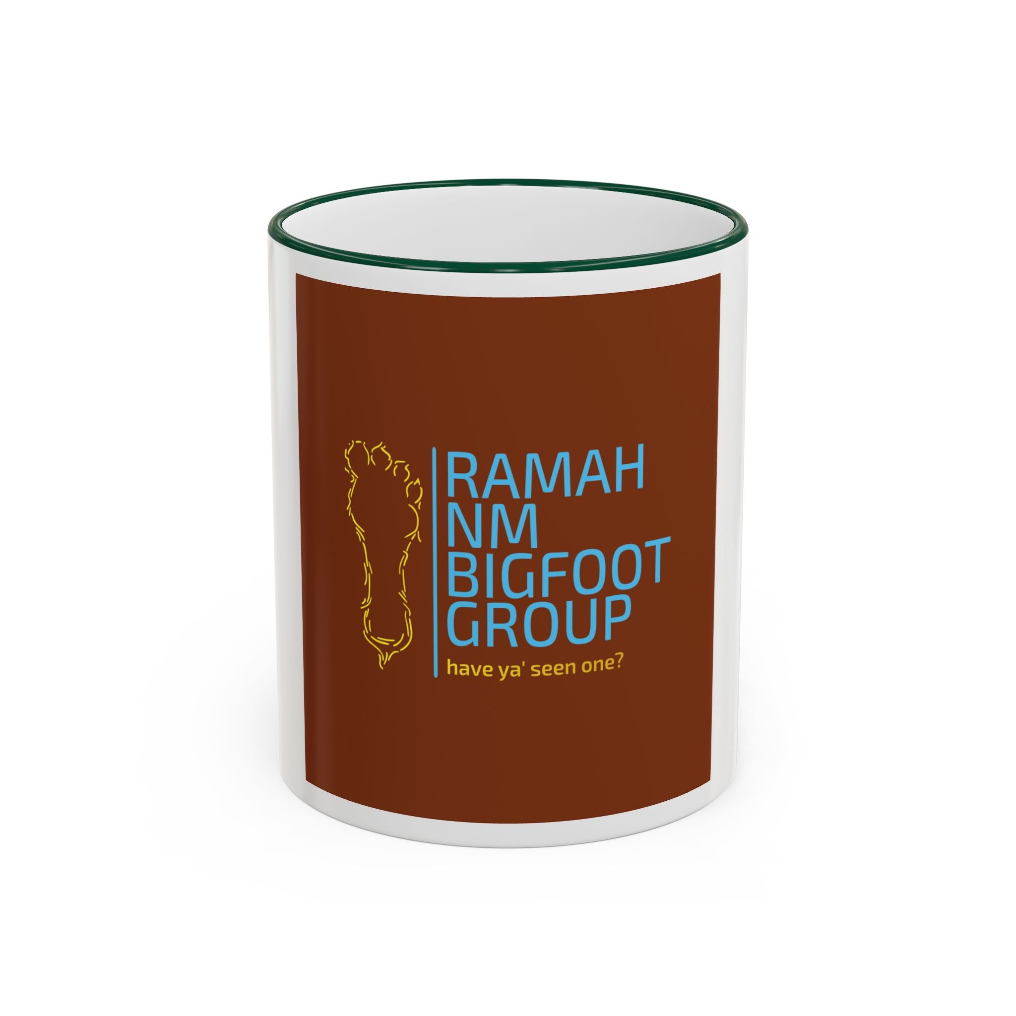Bigfoot Group Accent Rim Mug — "Ramah NM Bigfoot Group" Coffee Cup (11oz & 15oz)