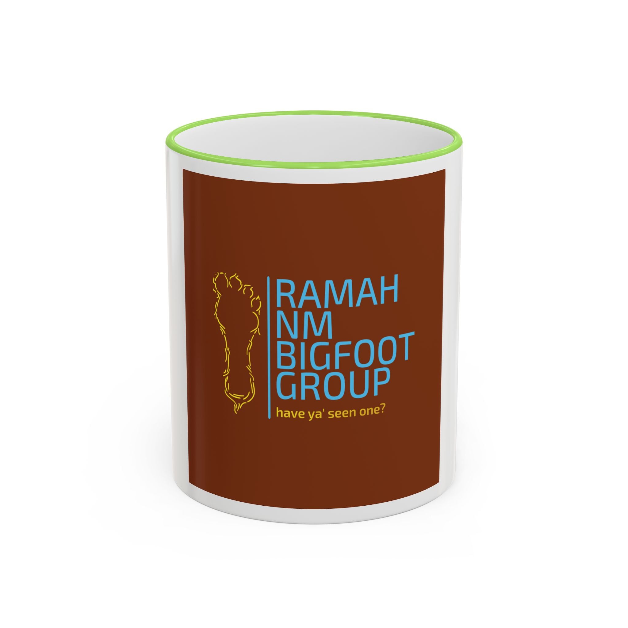 Bigfoot Group Accent Rim Mug — "Ramah NM Bigfoot Group" Coffee Cup (11oz & 15oz)